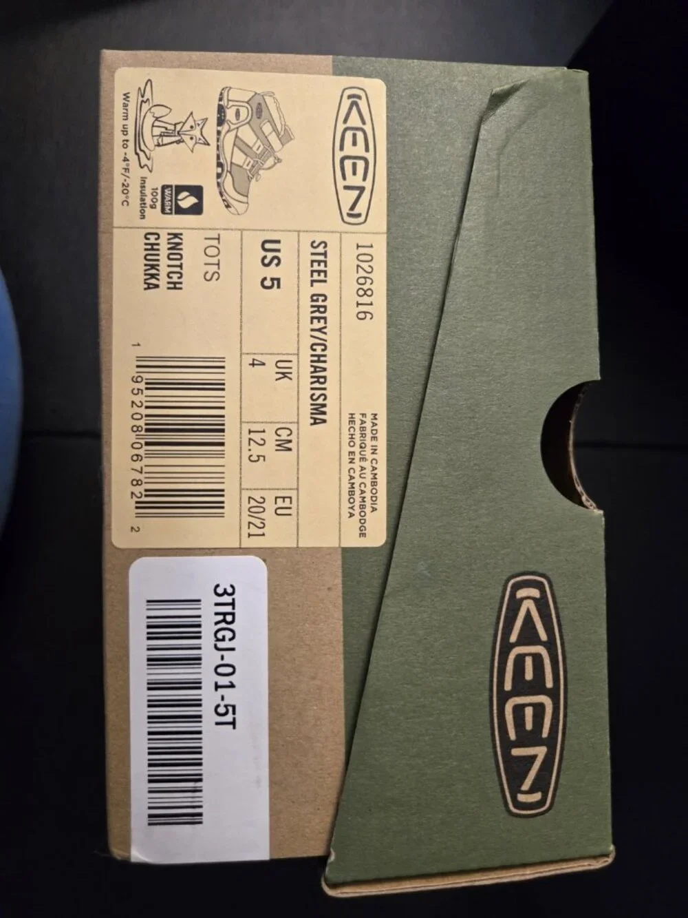KEEN Kids Knotch Chukka Boots Size 5 Grey/Purple NIB